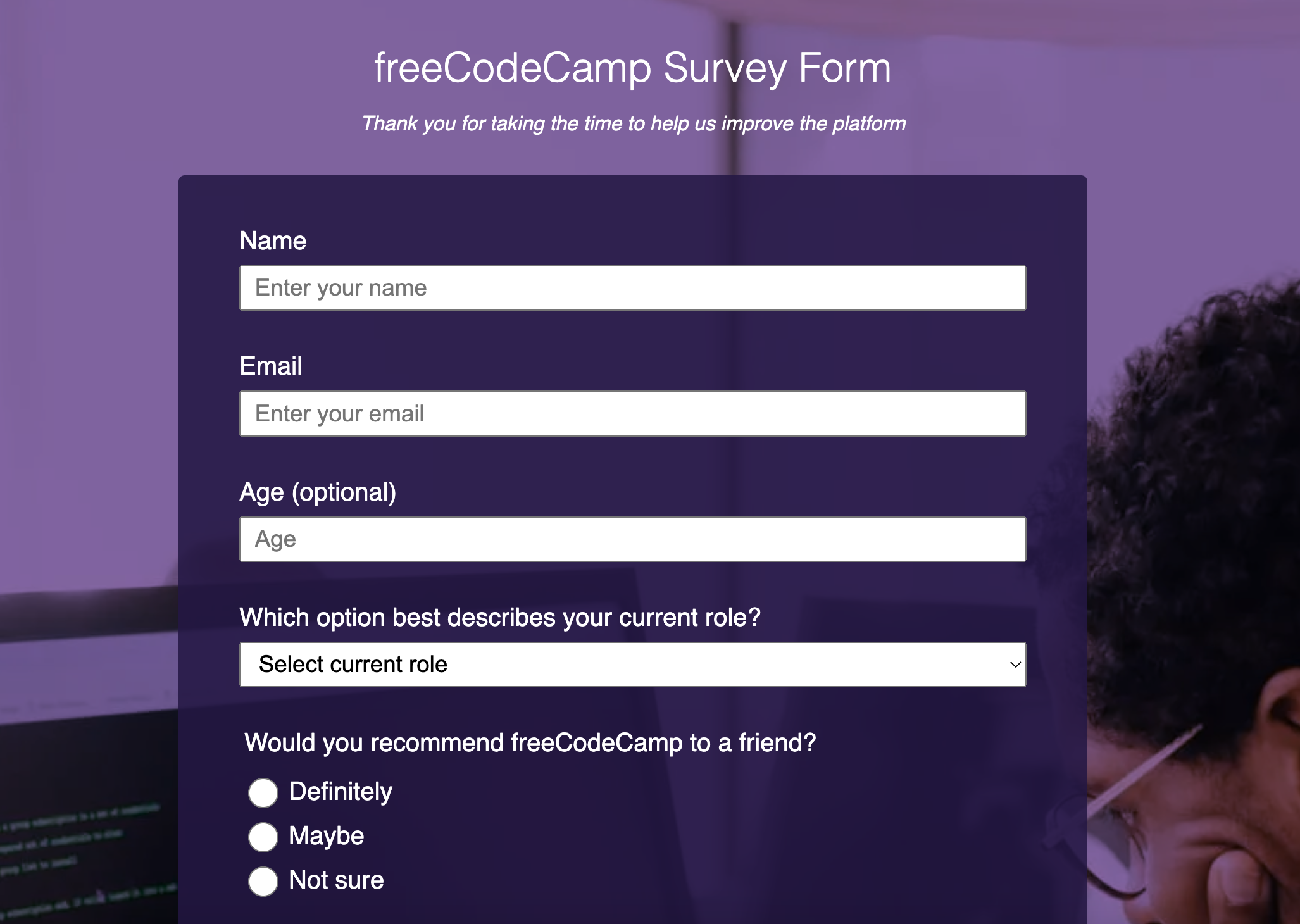 Survey Form screenshot
